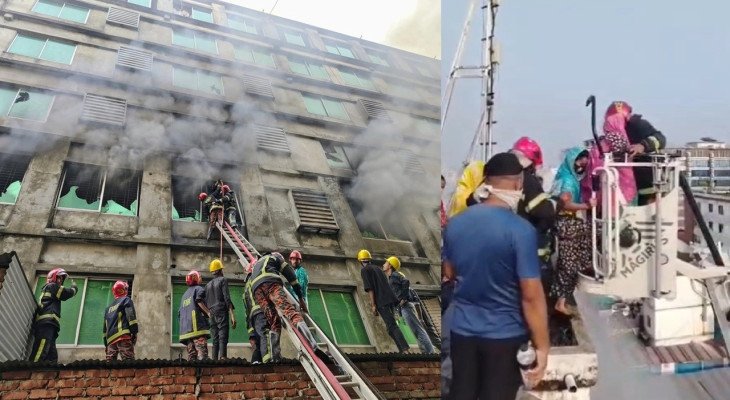গাজীপুর পোশাক কারখানার আগুন নিয়ন্ত্রণে, ৬৯ জনকে নিরাপদে উদ্ধার